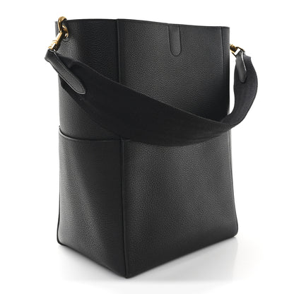 Celine Soft Grained Calfskin Sangle Bucket Bag Black 3 of 10
