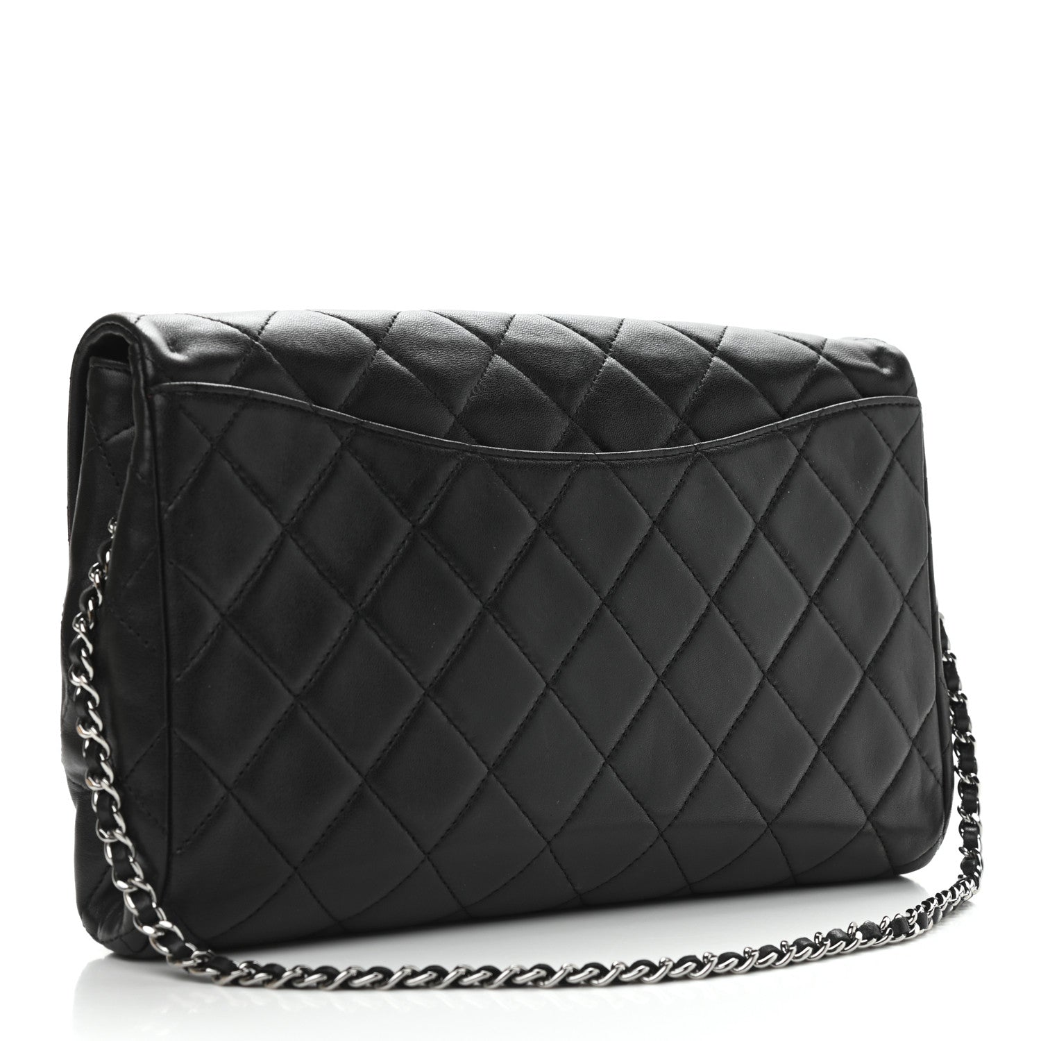 Chanel Lambskin Quilted Clutch With Chain Flap Black 3 of 12