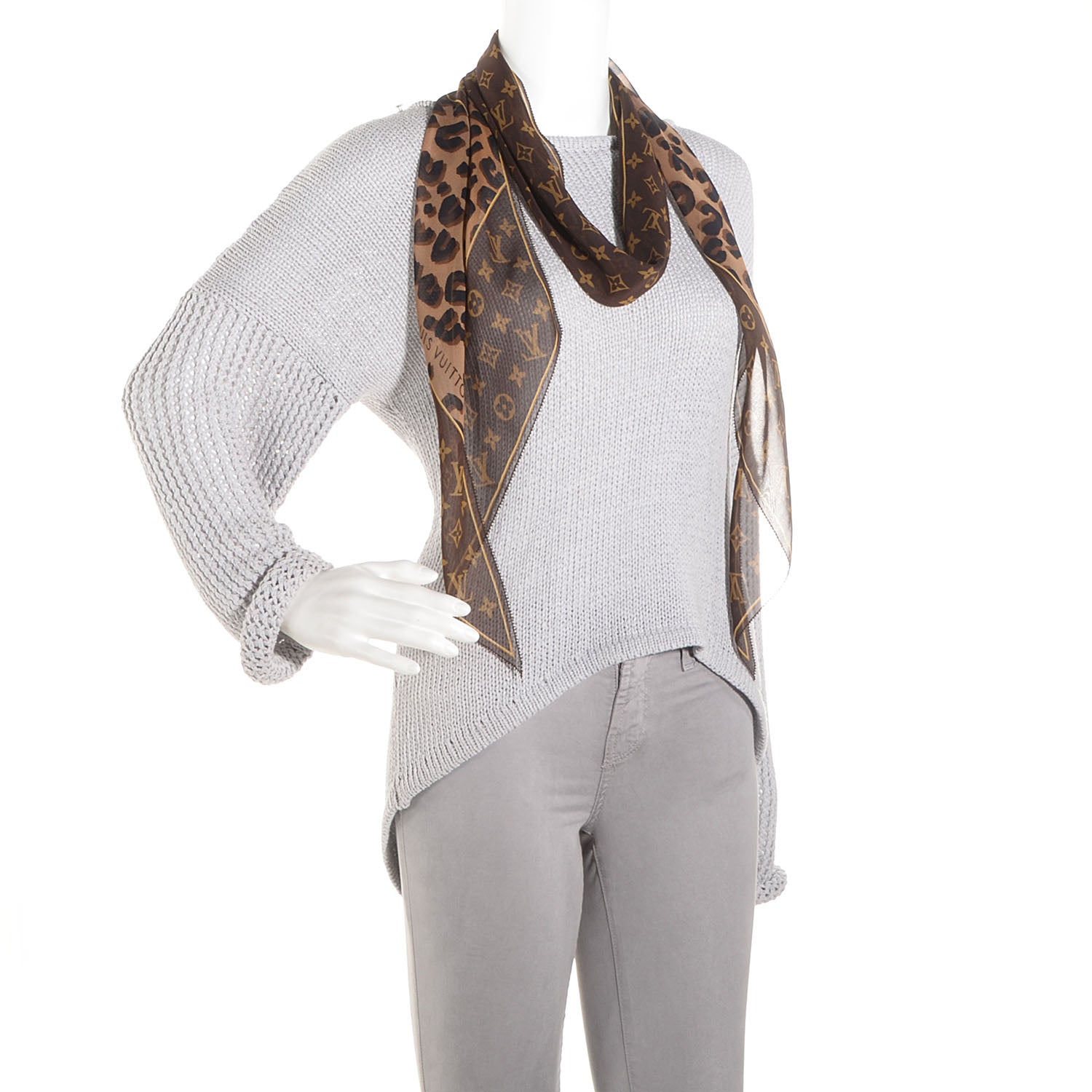 Louis Vuitton Silk Crepe Leopard Monogram Scarf 2 of 7