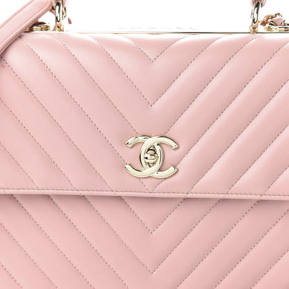 Chanel Lambskin Chevron Quilted Medium Trendy CC Dual Handle Flap Bag Pink 10 of 11