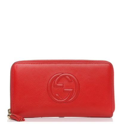 Gucci Pebbled Calfskin Soho Zip Around Wallet Red 1 of 8