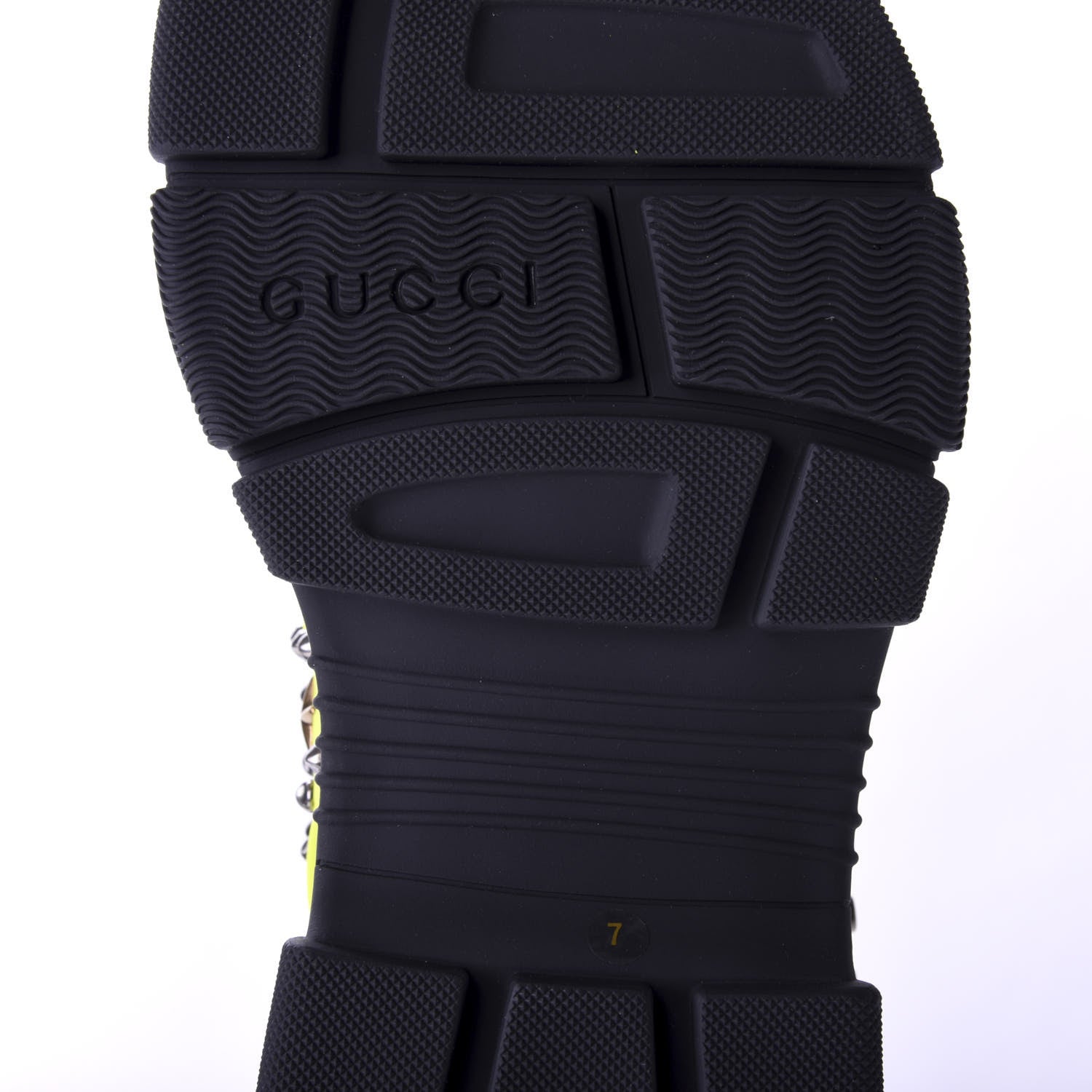 Gucci Technical Canvas Calfskin Studded Mens Aguru Sandals 7 Neon Yellow 8 of 9