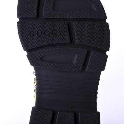 Gucci Technical Canvas Calfskin Studded Mens Aguru Sandals 7 Neon Yellow 8 of 9