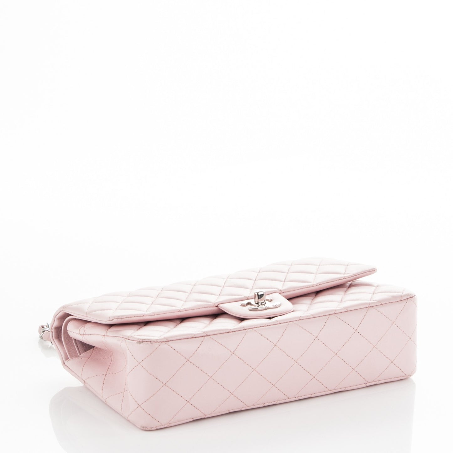 Lambskin Quilted Medium Double Flap Light Pink