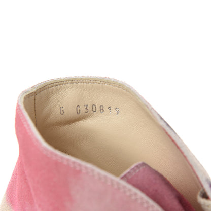 Chanel Suede Lace Up Short Boots 35.5 Pink Purple 9 of 9