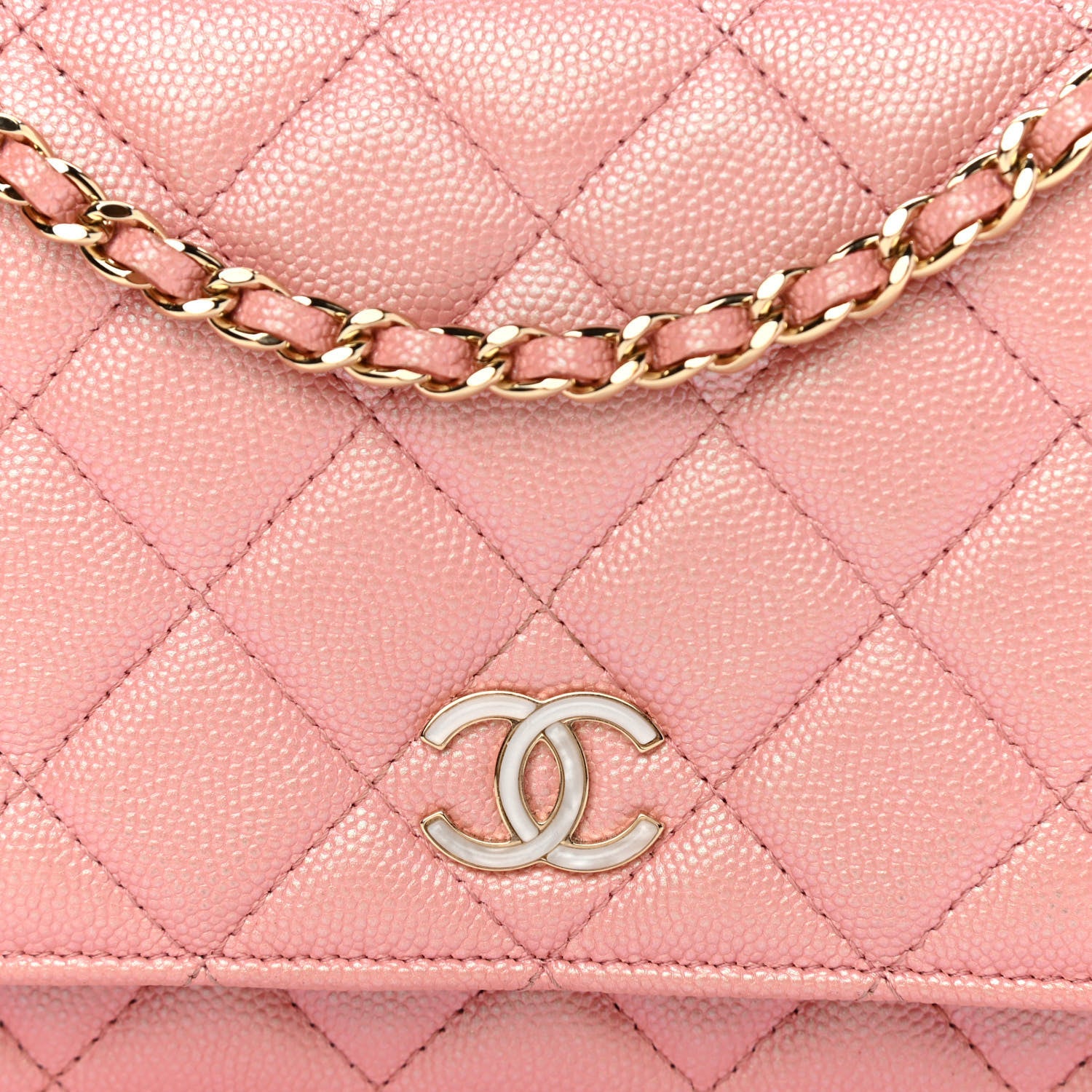 Chanel Iridescent Caviar Quilted Wallet on Chain WOC Rose Pink 9 of 12