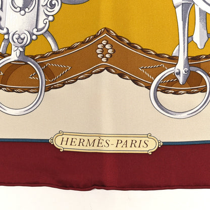 Hermes Silk Lift Profile Scarf 90 Acajou Creme Moutarde 3 of 4