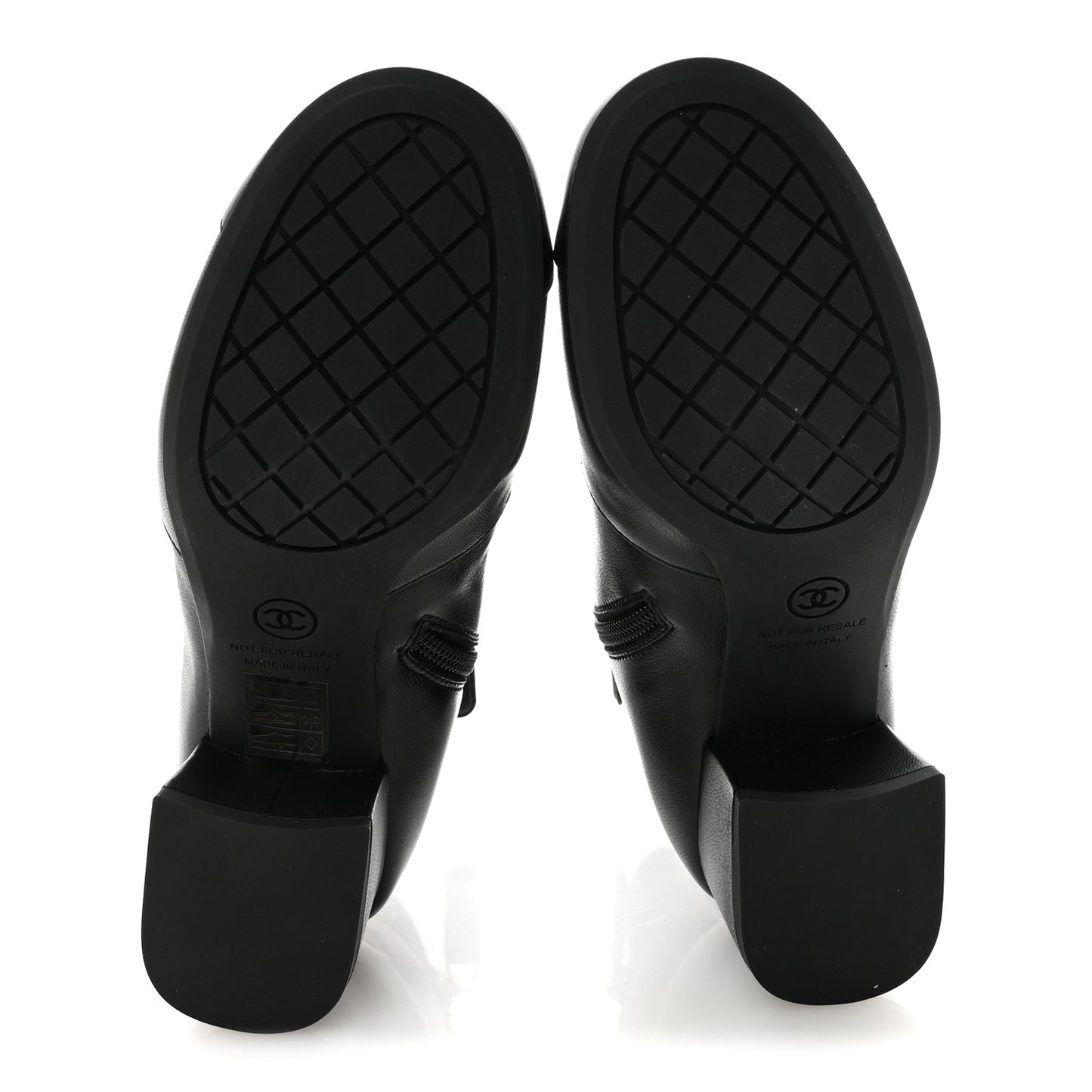 Stretch Lambskin Cap Toe CC Short Boots 35 Black