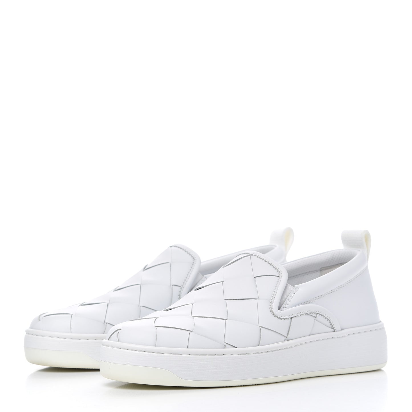 Nappa Intrecciato Slip On Sneakers 39 White