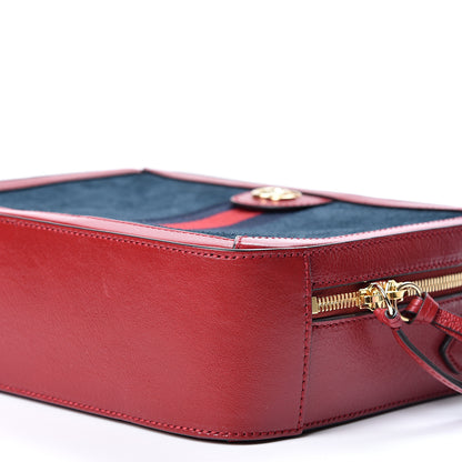 Gucci Suede Calfskin Web Small Ophidia Top Handle Shoulder Bag New Blue Romantic Cherry 9 of 9