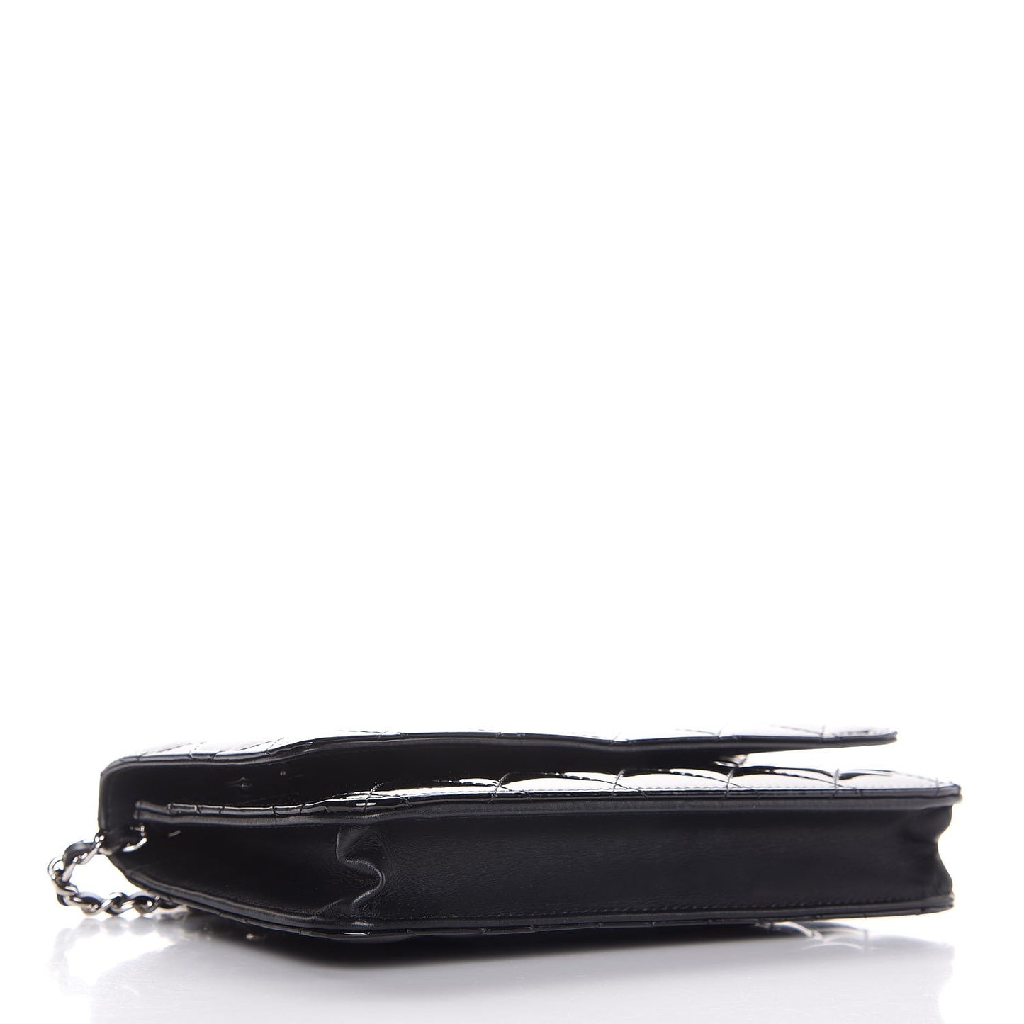 Patent Quilted Wallet On Chain WOC Black