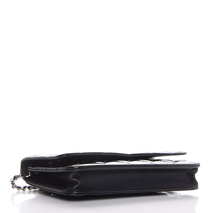 Chanel Patent Quilted Wallet On Chain WOC Black 4 of 9
