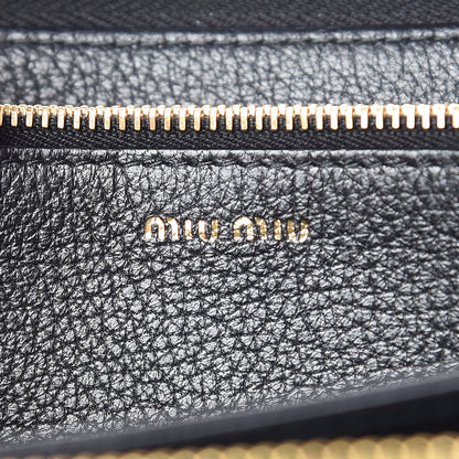 Miu Miu Goatskin Madras Zip Wallet Black 6 of 8