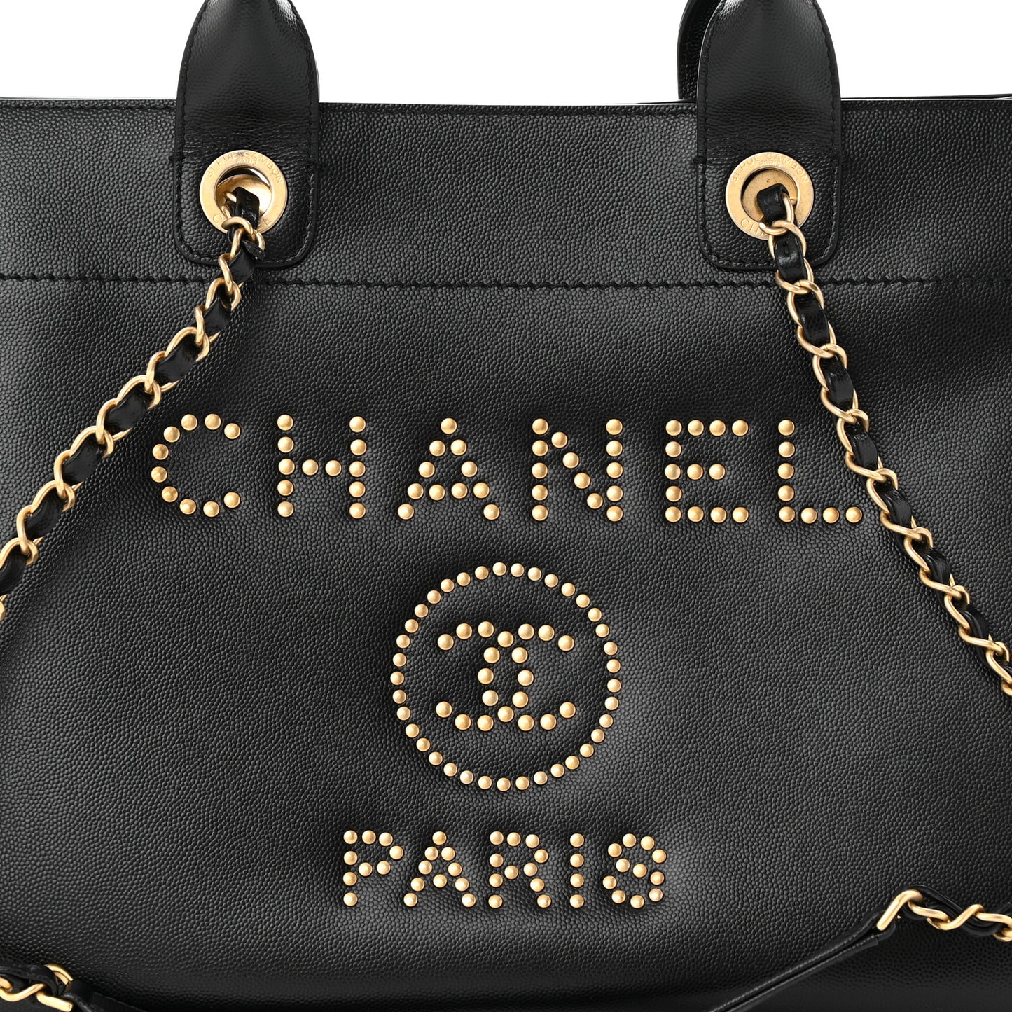 Caviar Small Studded Deauville Tote Black