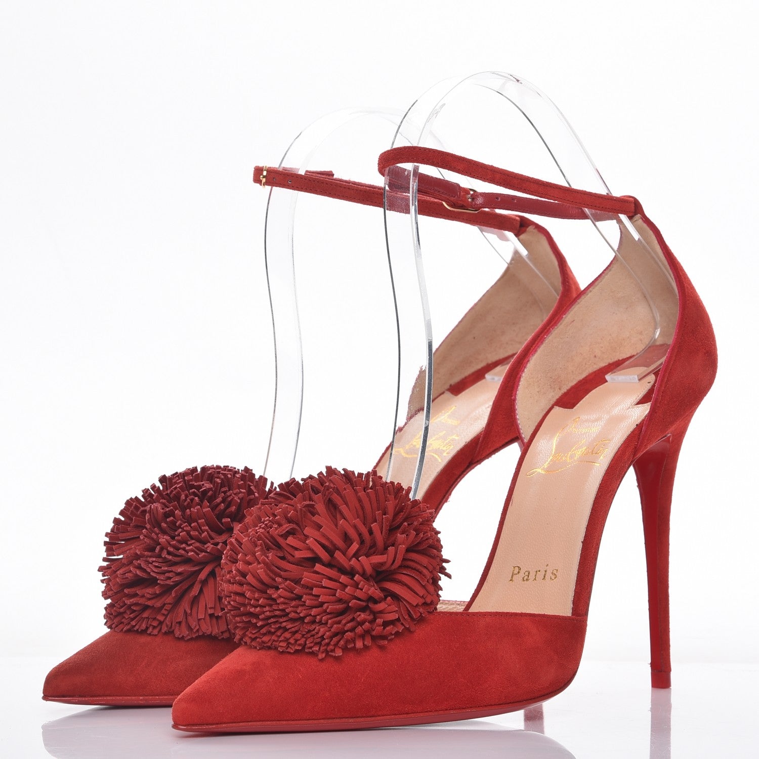 Christian Louboutin Veau Velours Tsarou 100 Pumps 37 Flamenco 3 of 8