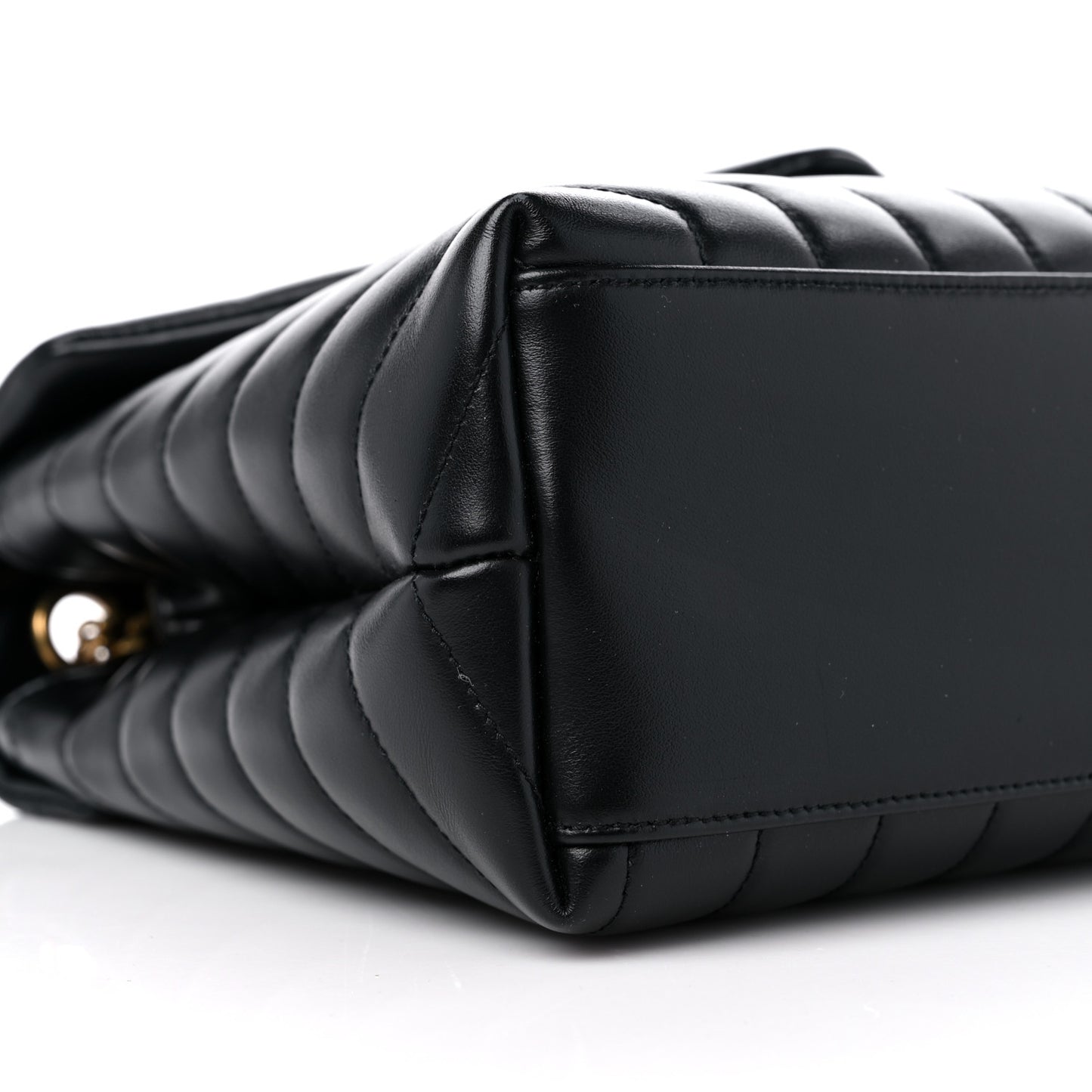 Calfskin Y Quilted Monogram Medium Loulou Chain Satchel Black