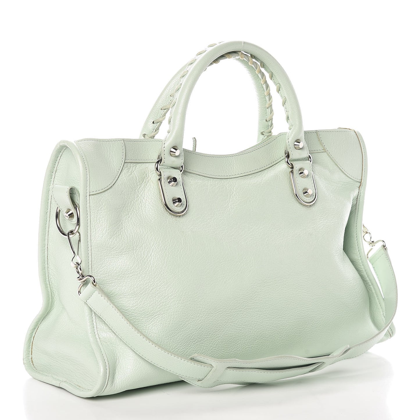 Chevre Silver Metallic Edge Hardware City Vert Anis