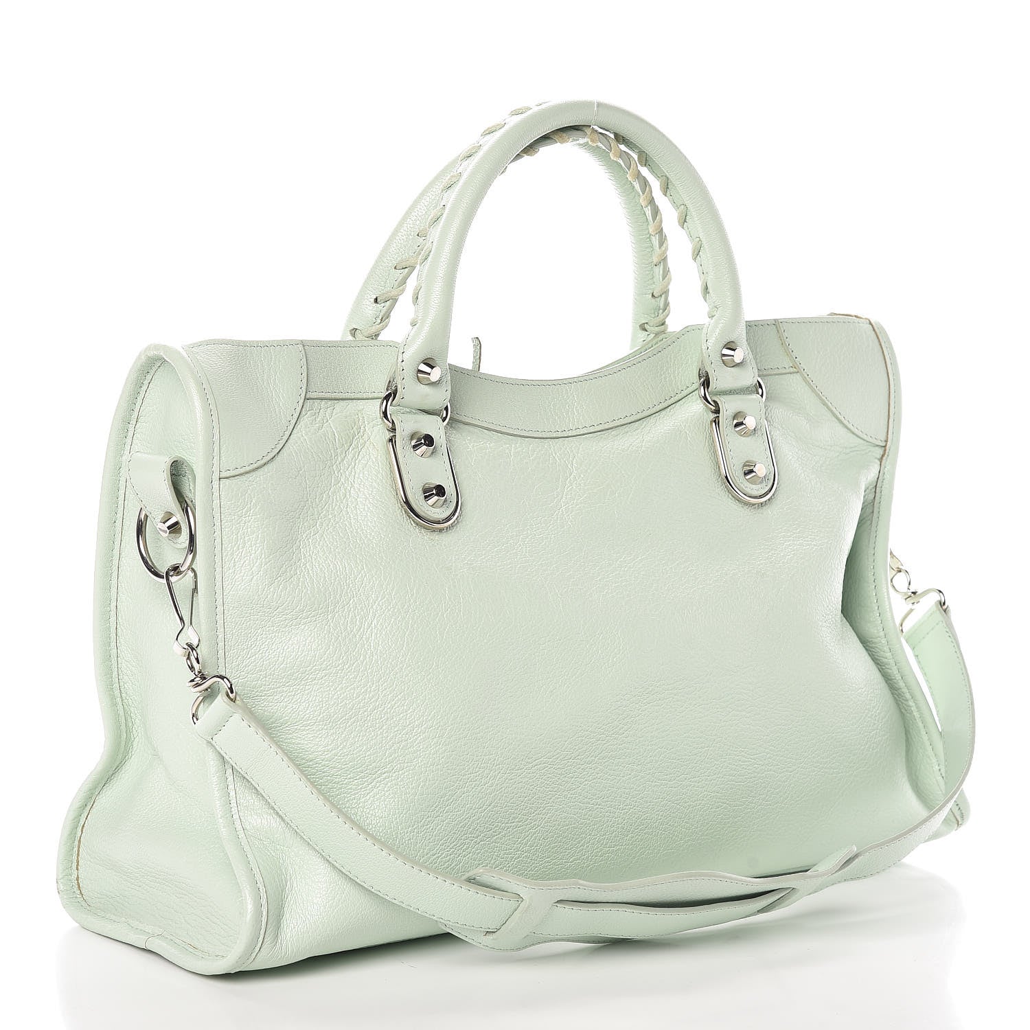 Balenciaga Chevre Silver Metallic Edge Hardware City Vert Anis 3 of 9