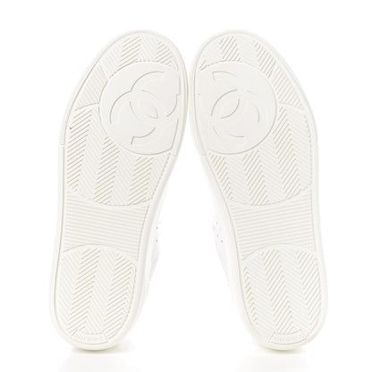Chanel Calfskin Womens Logo Sneakers 37.5 White 5 of 9