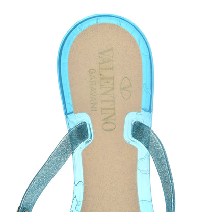 Valentino Garavani PVC Jelly Glitter Rockstud Bow Thong Sandals 38 Cerulean 6 of 9