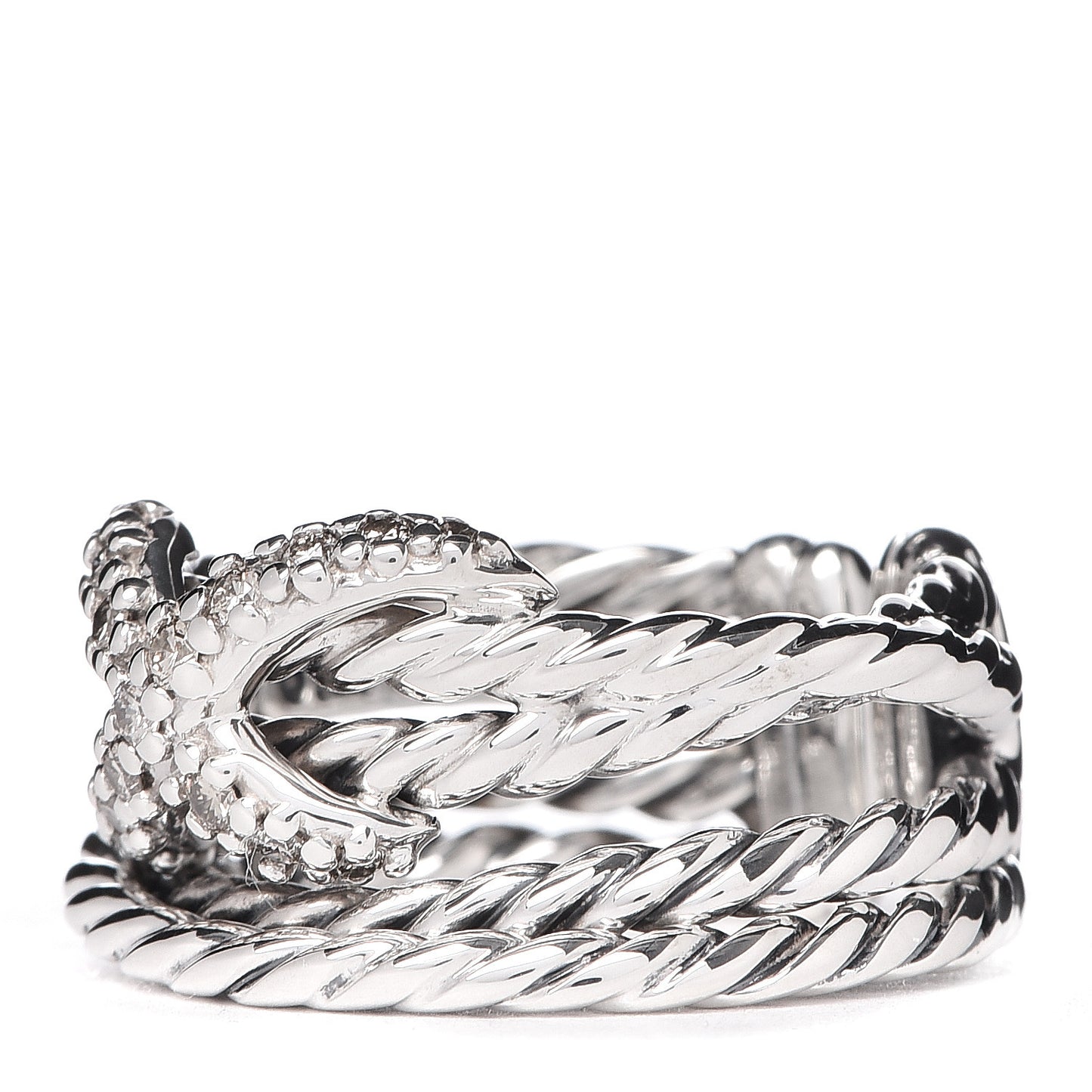 Sterling Silver Diamond 10mm X Crossover Ring 50 5.25