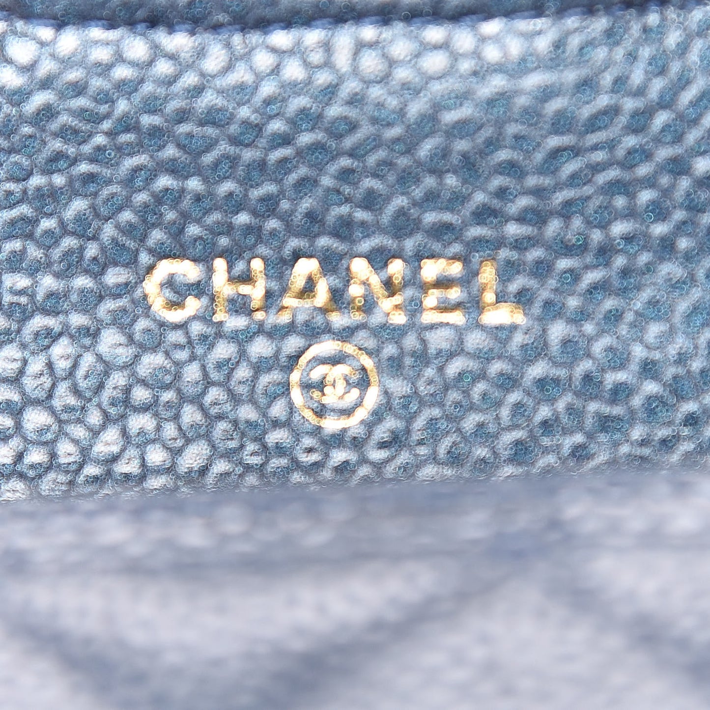 Metallic Caviar Quilted Flap Card Holder Dark Blue