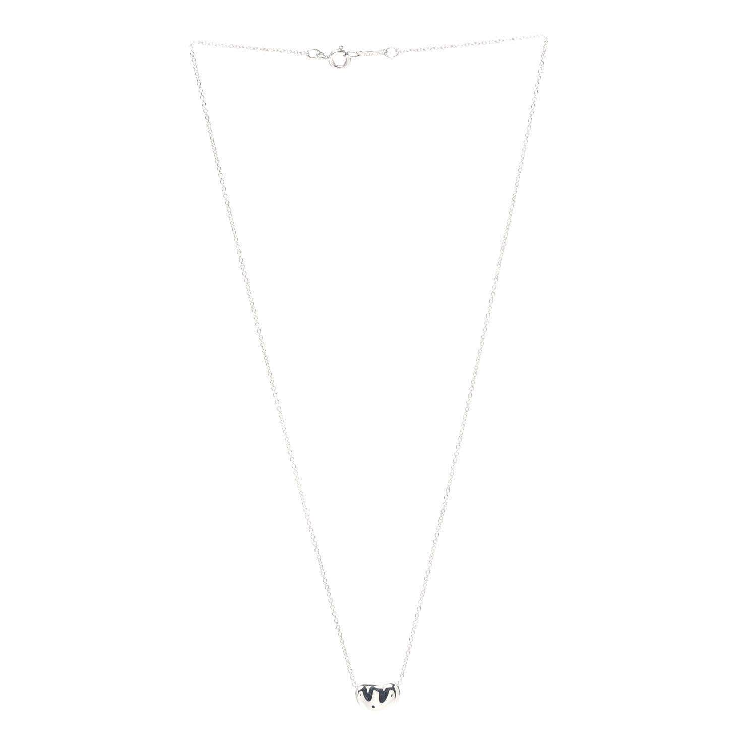 Tiffany Sterling Silver 12mm Elsa Peretti Bean Pendant Necklace 3 of 5