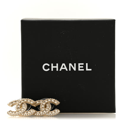 Chanel Crystal Timeless CC Earrings Light Gold 5 of 5