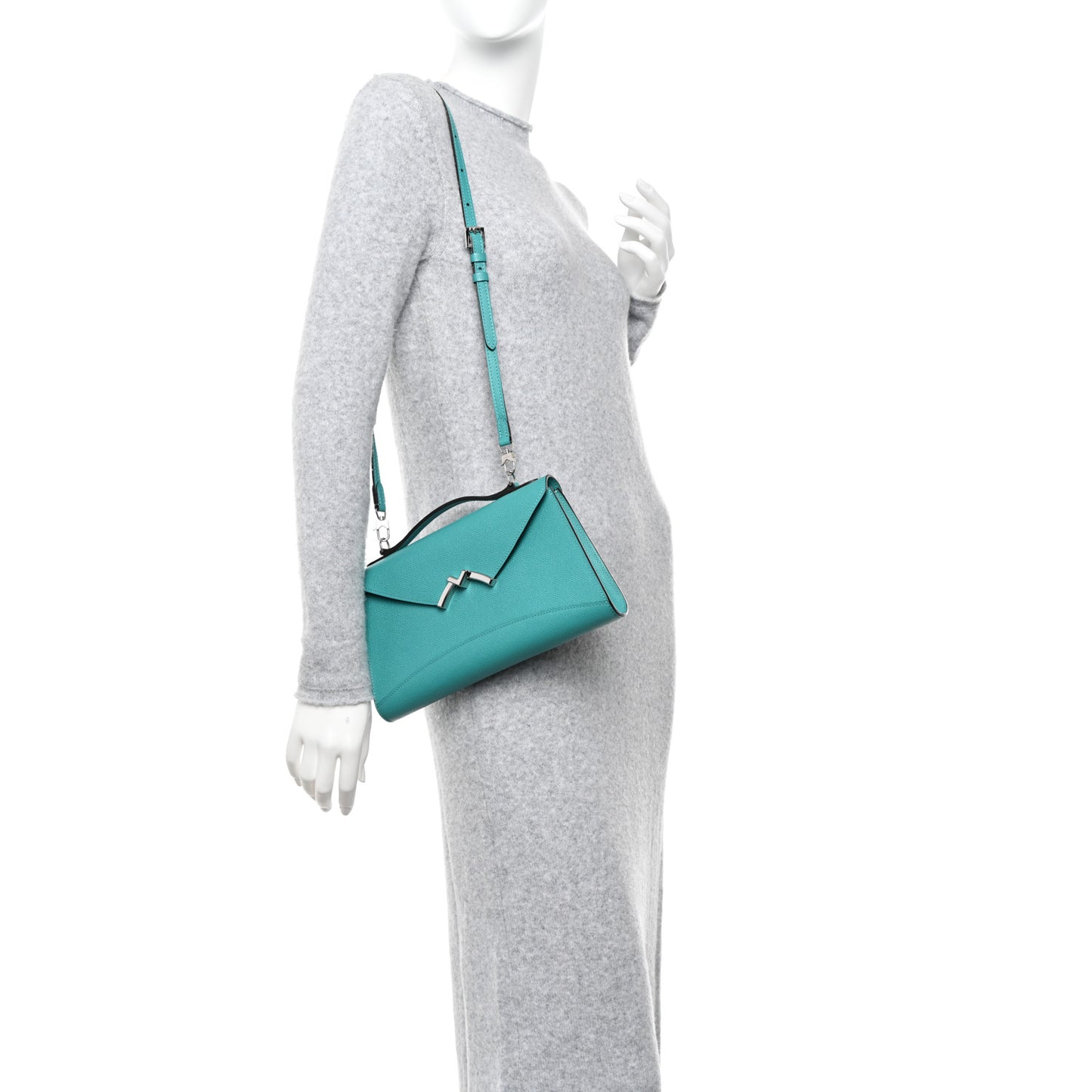 Carat Calfskin Gabrielle Clutch Turquoise