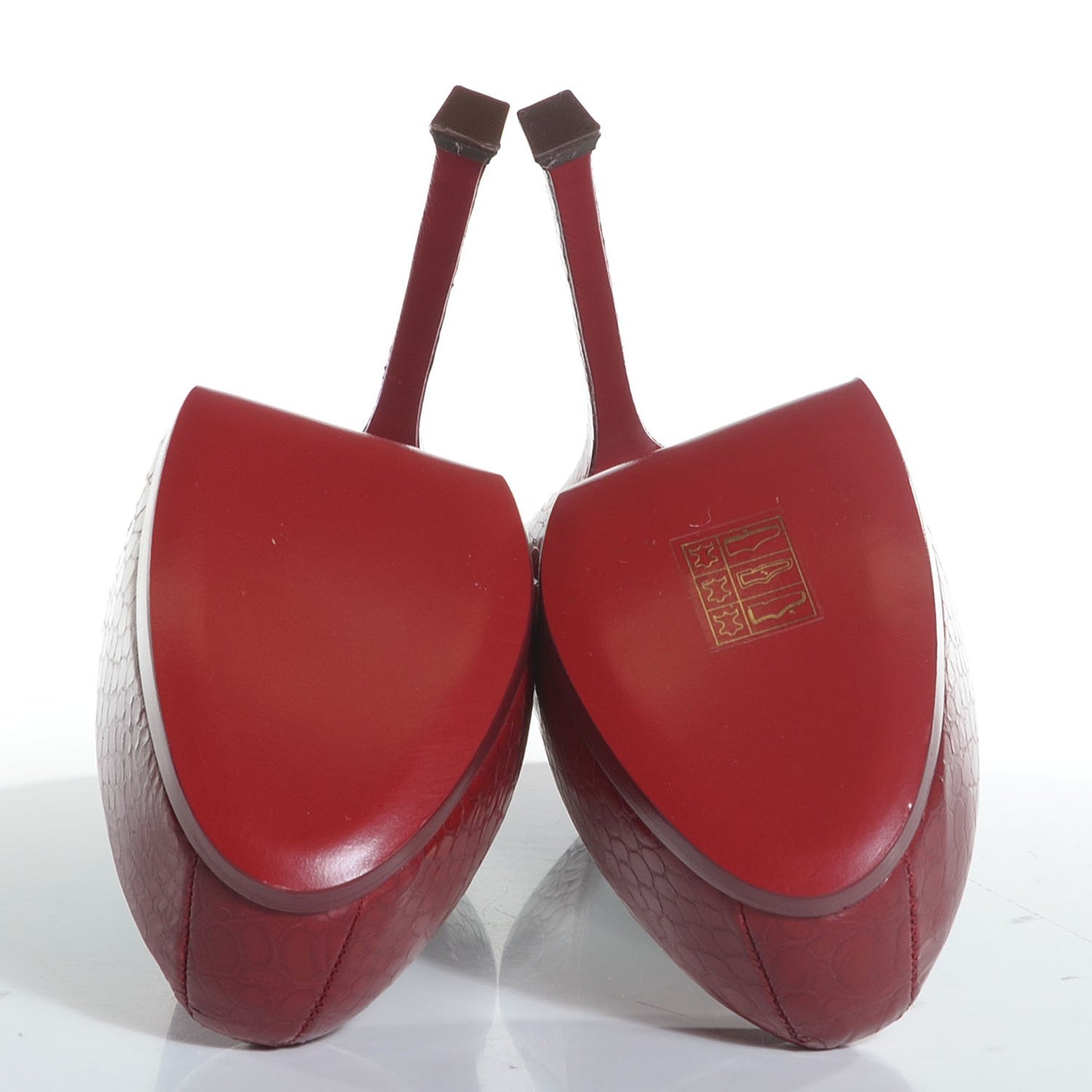 Calfskin Crocodile Embossed Tribute Two 105 Platform Pumps 36.5 Rouge Orient