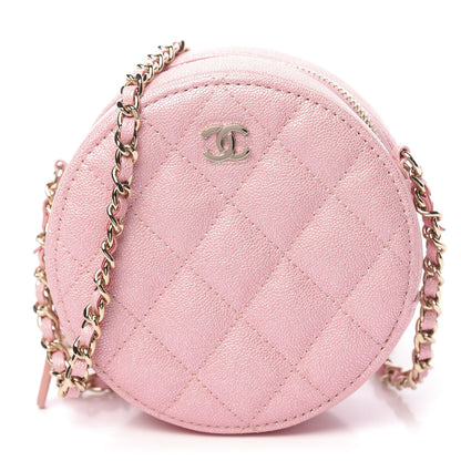 Chanel Iridescent Caviar Quilted Round Clutch With Chain Pink 1 of 11