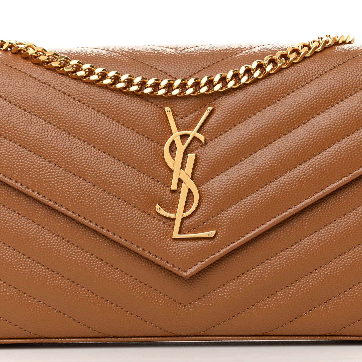 Grain De Poudre Matelasse Chevron Cassandre Chain Wallet Cork