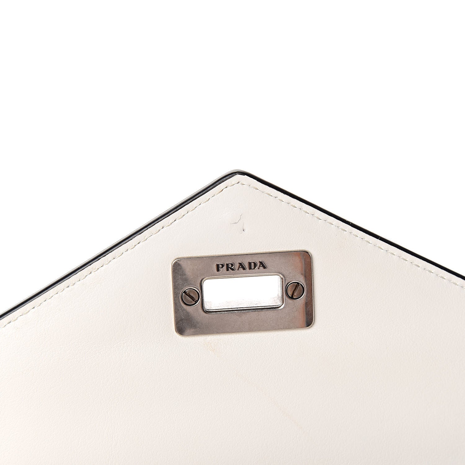 Prada Spazzolato Logo Envelope Clutch White 7 of 8