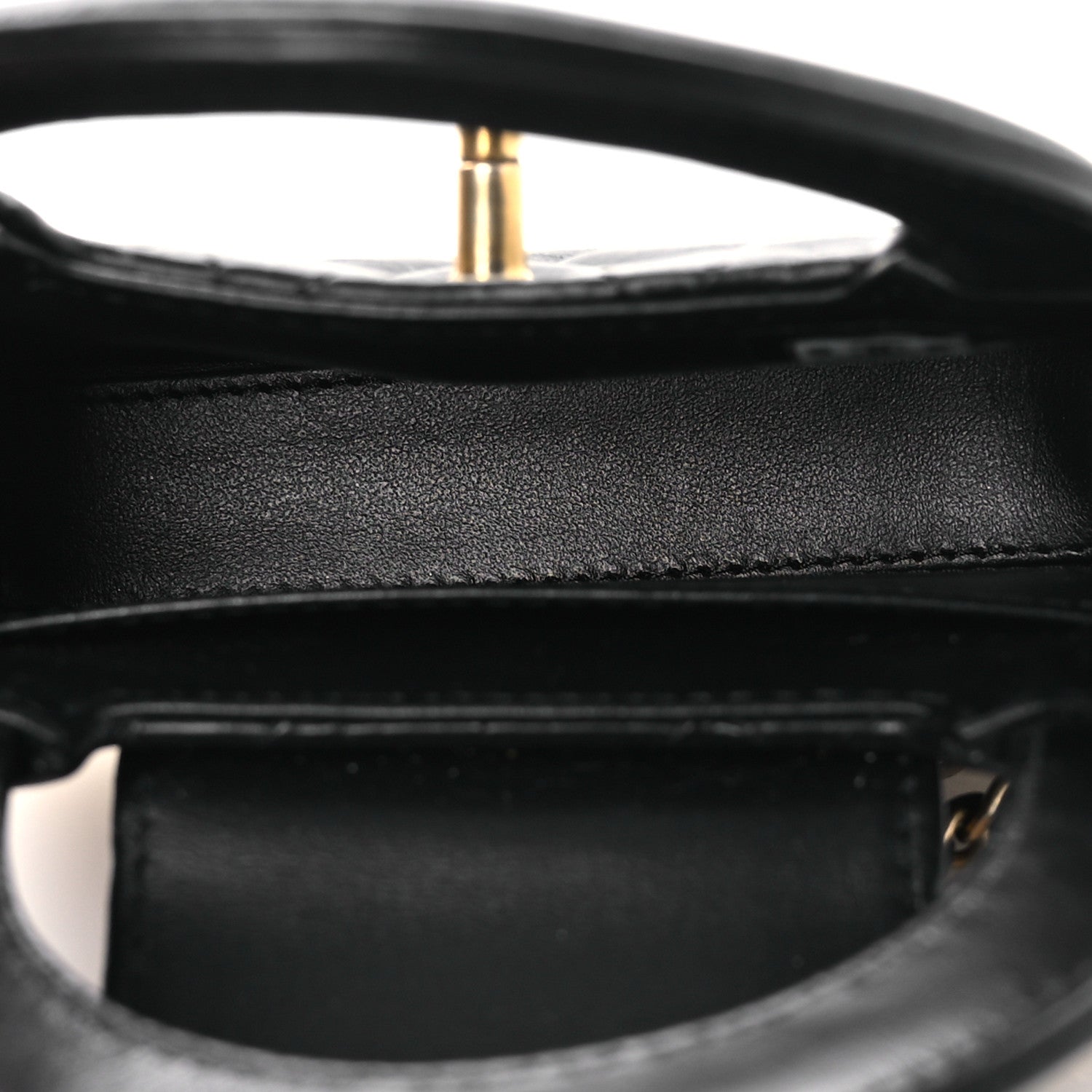 Chanel Shiny Aged Calfskin Quilted Mini Nano Kelly Shopper Black 5 of 13