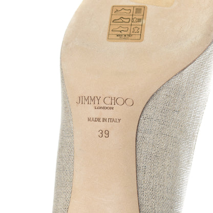 Jimmy Choo Metallic Linen Pointy Toe Romy 60 Pumps 39 Silver 8 of 9
