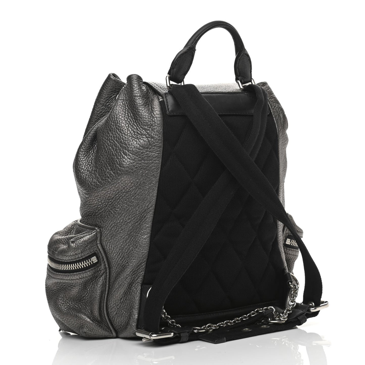 Metallic Deerskin Medium Rucksack Backpack Dark Grey