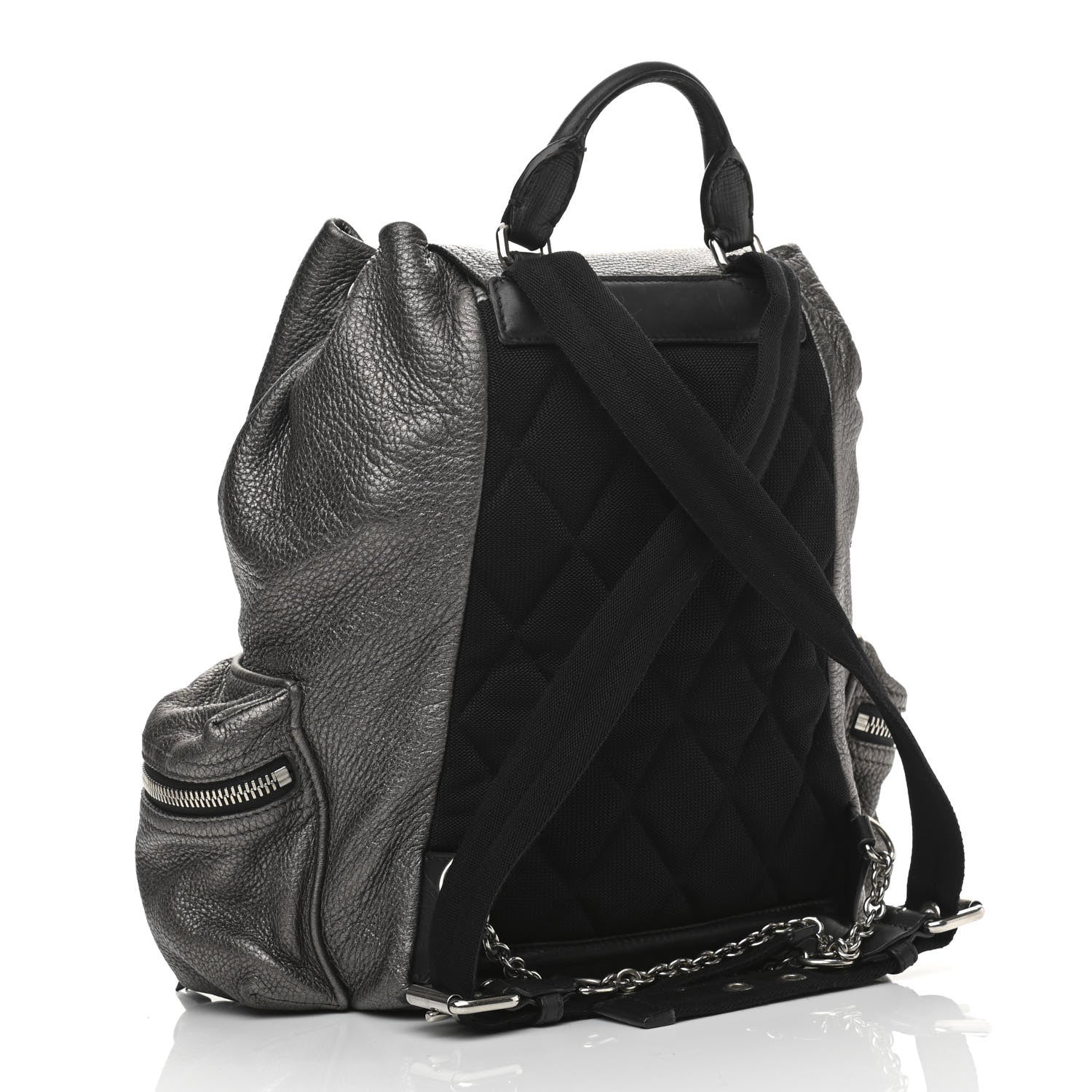Burberry Metallic Deerskin Medium Rucksack Backpack Dark Grey 3 of 13