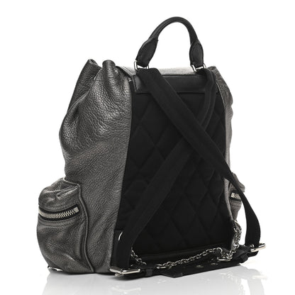 Burberry Metallic Deerskin Medium Rucksack Backpack Dark Grey 3 of 13