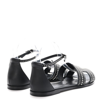 Hermes Calfskin Studded Santorini Sandals 39 Black 4 of 8