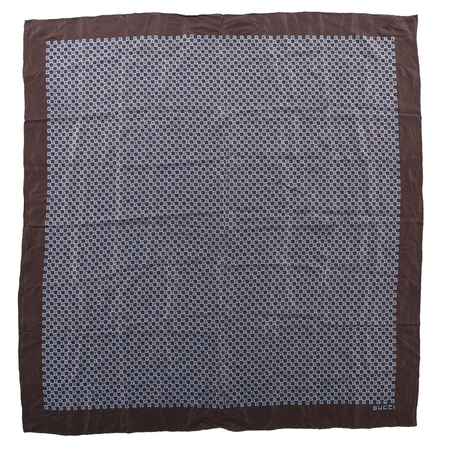 Silk Square G Monogram Scarf Brown