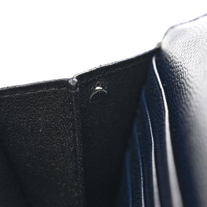 Saint Laurent Grain De Poudre Matelasse Chevron Monogram Flap Wallet Deep Marine 9 of 9