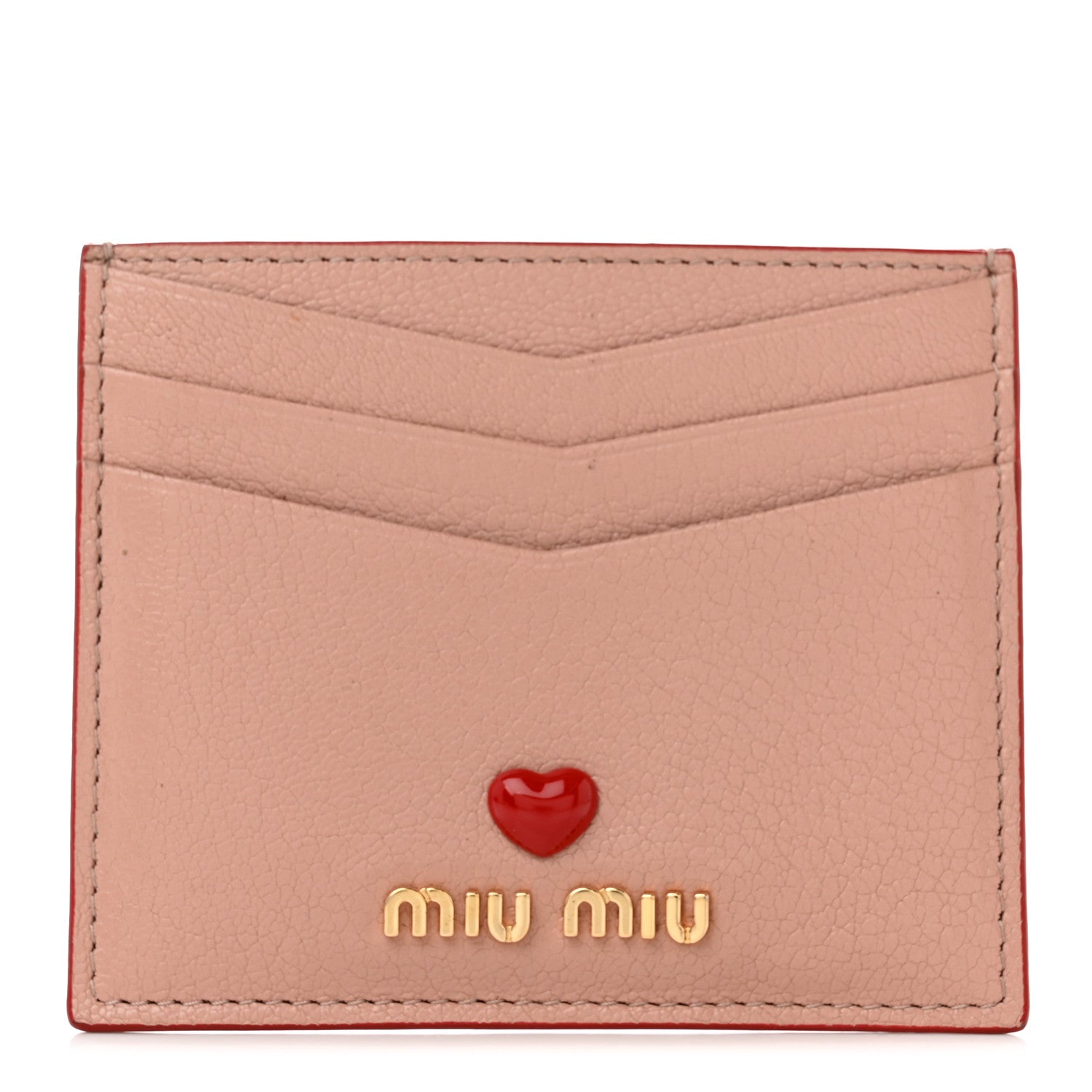 Miu Miu Goatskin Madras Heart Card Case Orchidea 1 of 7