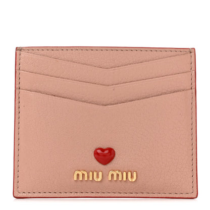 Miu Miu Goatskin Madras Heart Card Case Orchidea 1 of 7