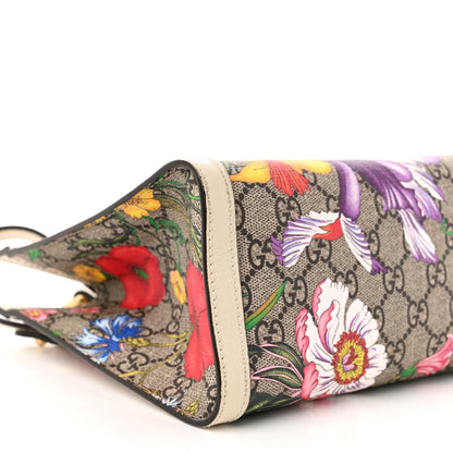 Gucci GG Supreme Monogram Flora Textured Calfskin Small Padlock Tote Beige Ebony Multicolor Mystic White 9 of 12