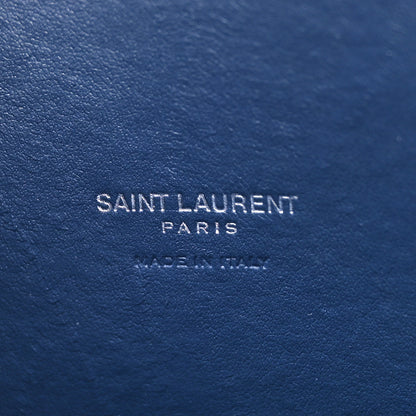 Saint Laurent Calfskin Crocodile Embossed Small Sac de Jour Blue 8 of 14
