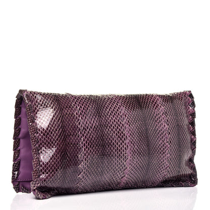 Bottega Veneta Snakeskin Turnlock Clutch Purple 3 of 9