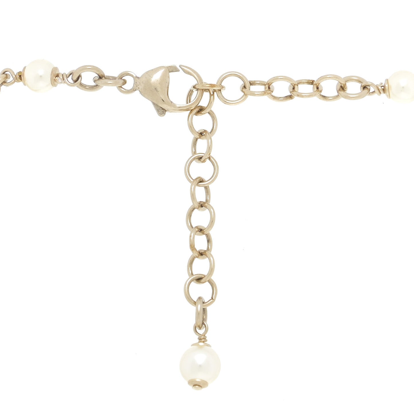 Pearl Crystal CC Necklace Light Gold Multicolor
