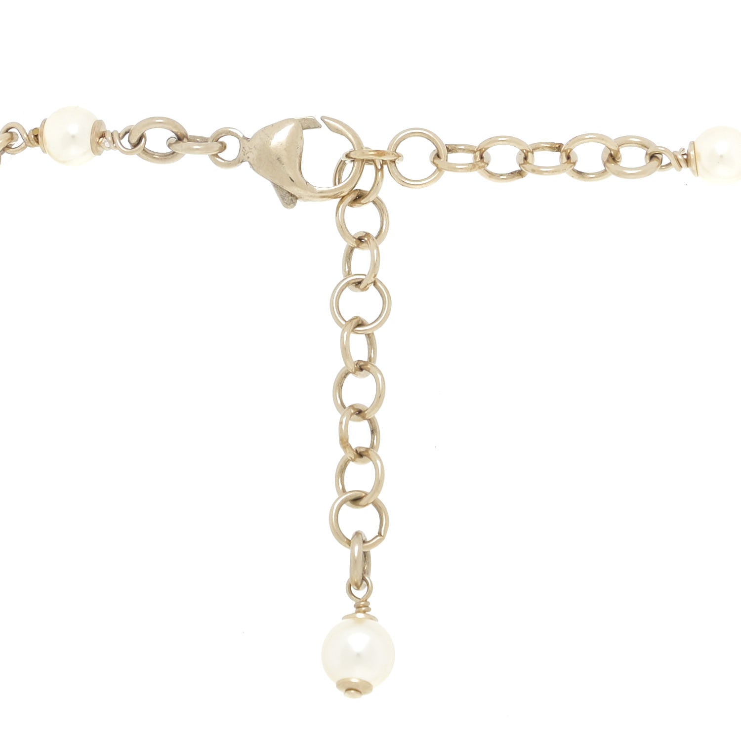 Chanel Pearl Crystal CC Necklace Light Gold Multicolor 5 of 6