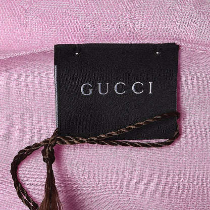 Gucci Wool Silk GG Monogram GGNat Scarf Rose 5 of 5