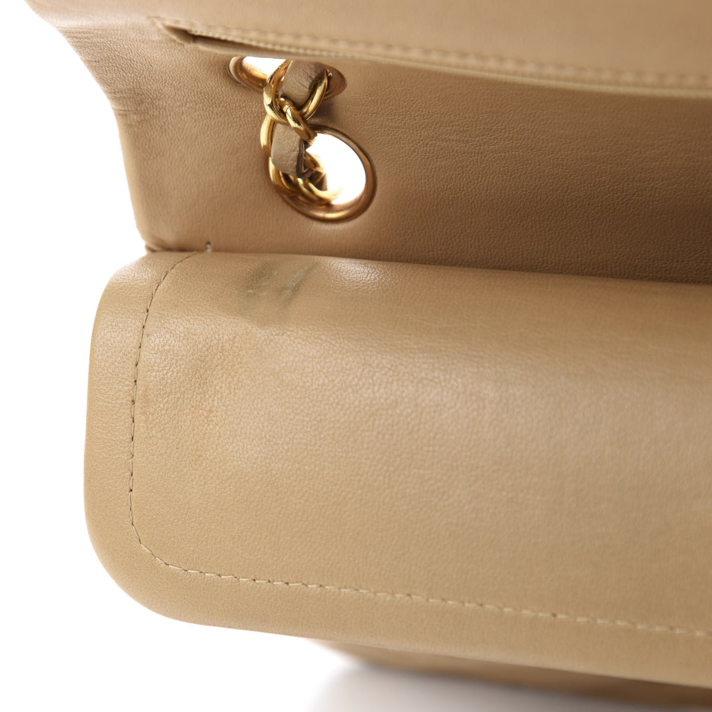 Lambskin Quilted Small Double Flap Beige